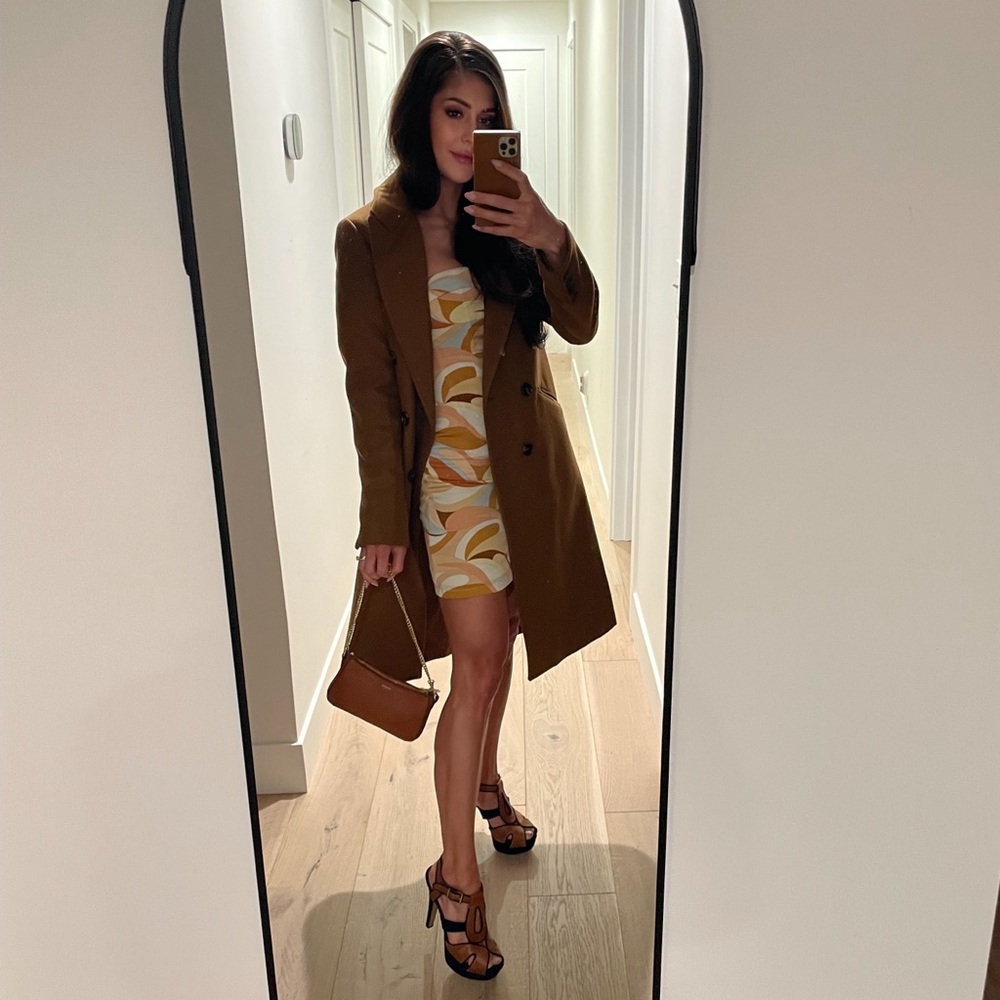 VICI Brown/Camel Double Breasted Coat, Size XS